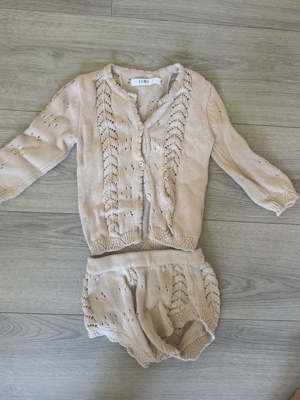 COCO BLANc Cream Button-Front Knit Cardigan and bloomer